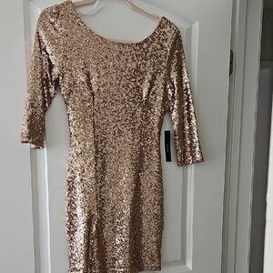 Lulu's Shimmering Gold Sequin Mini Dress